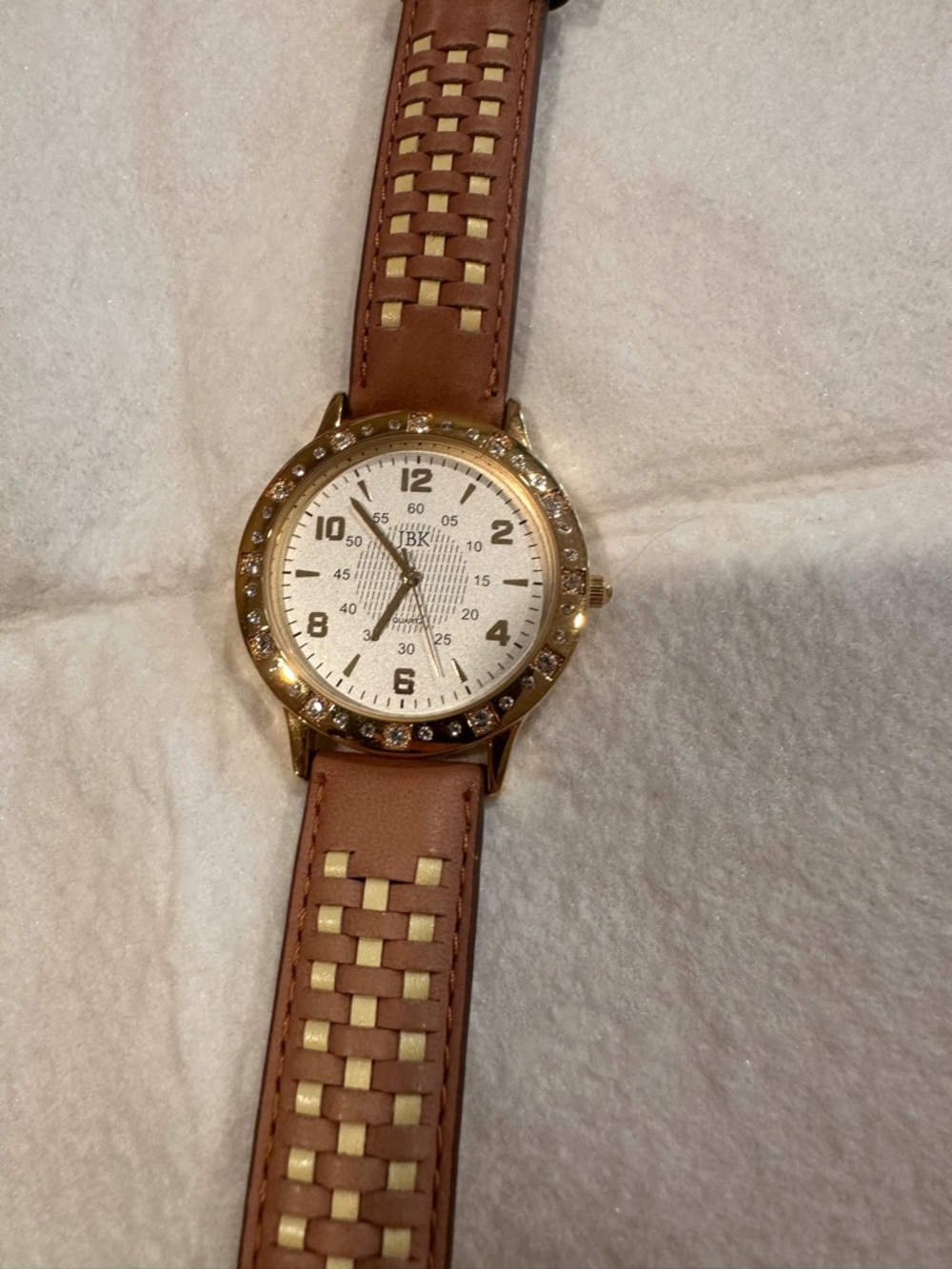 JBK Brown Leather Strap Watch with Gold Accents